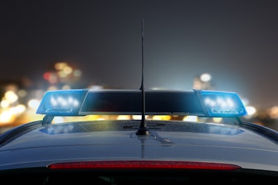 Police car with lightson at night