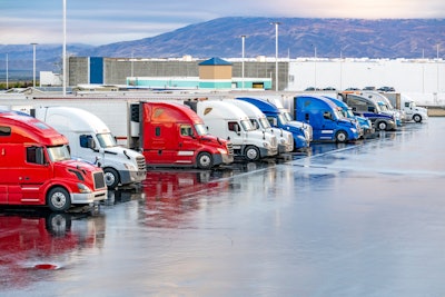 Parked tractor-trailers