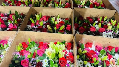 Flowers prepared for shipping