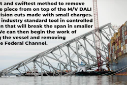 Part of Francis Scott key Bridge on top of the ontainer ship Dali