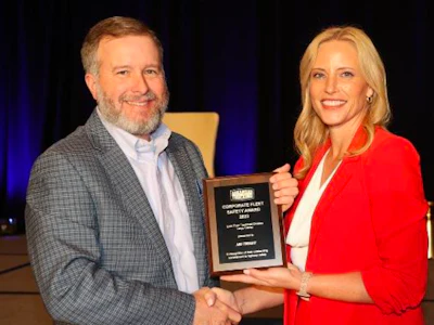 ABF Freight’s Heath Arnold, 2023 Arkansas Safety Professional of the Year with Arkansas Trucking Association President Shannon Newton