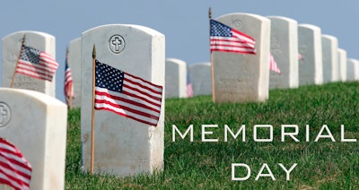 Flags on grave stones