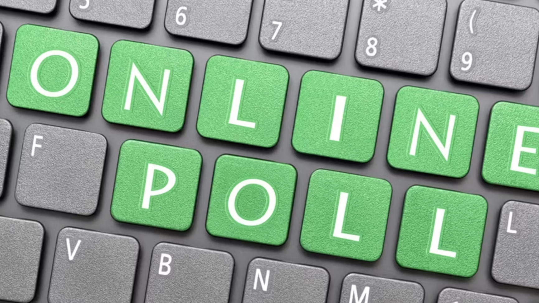 'Online Poll' on computer keyboard