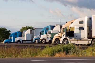 Line of parked trucks
