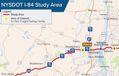 NYSDOT map of I-84 parking study area