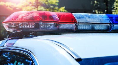 Lights on top of police car