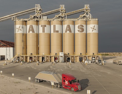 Truck in front of Atlas frac sand facility