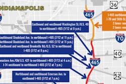 Section of map showing I-465 closings
