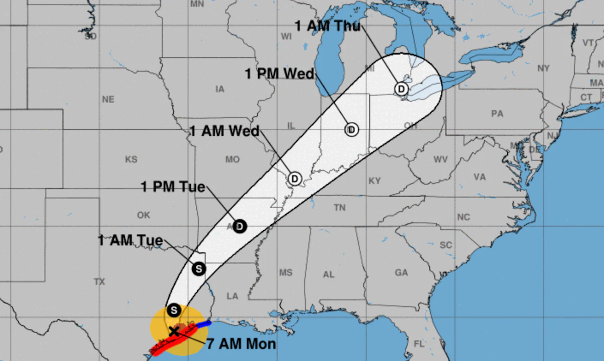 Hurricane hammers Houston; weakened storm expected to head northeasterly