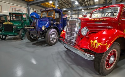 Antique Mack trucks in the museum