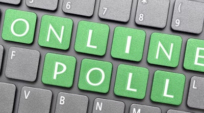 'Online Poll' on computer keyboard