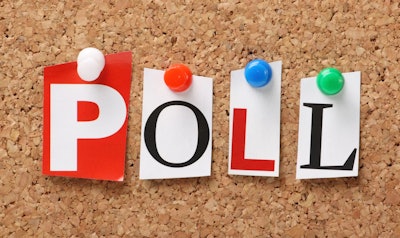 'Poll' in letters pinned to cork board