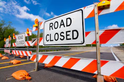 Road closed sign