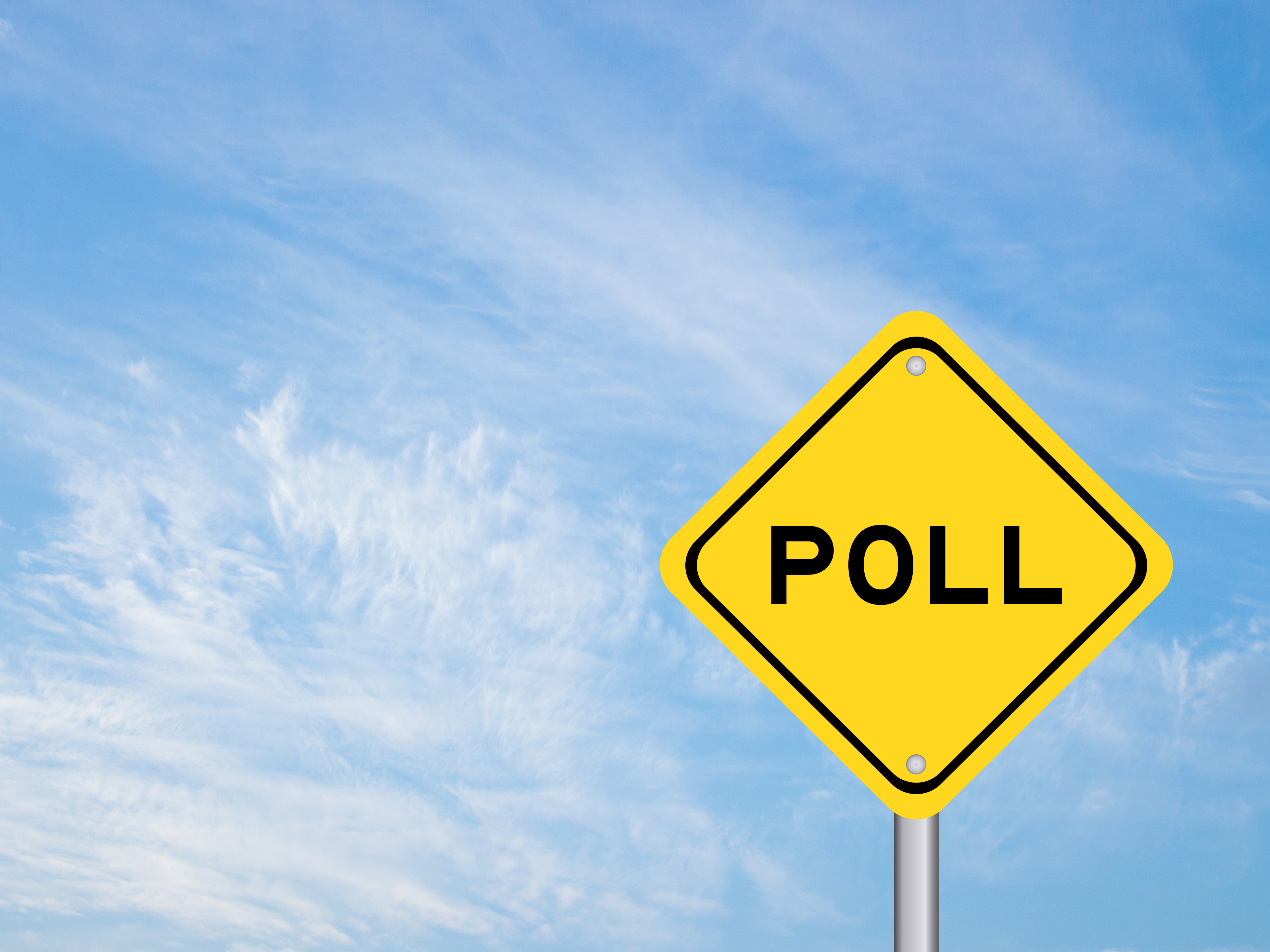 'Poll' on yellow highway sign