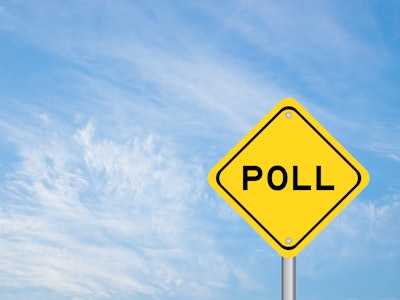 'Poll' on yellow highway sign