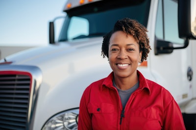 Woman in front of a truck (AI generated)