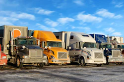 Big rigs in parking lots