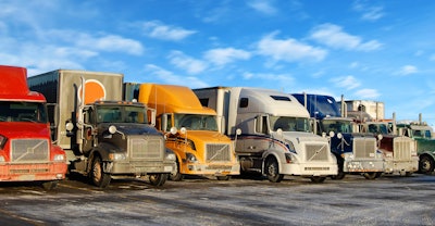 Big rigs in parking lots