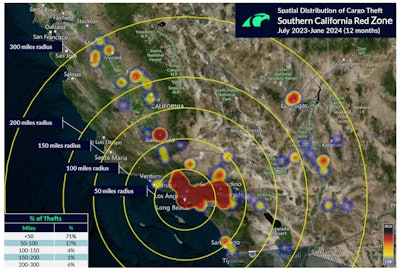 Cargo theft map of southerrn California