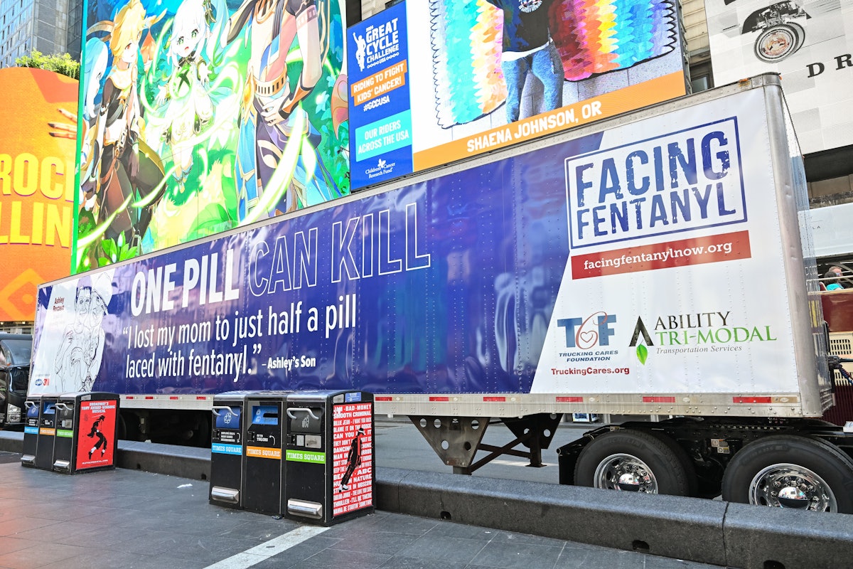 Trucking foundation anti-fentanyl trailer featured in Times Square