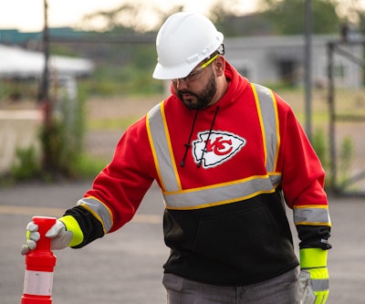 Man in KC Chiefs jacket