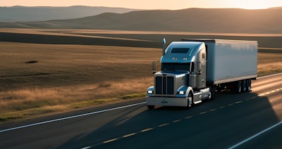 Tractor-trailer on highway (AI generated)