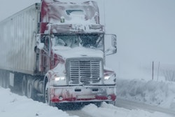 Tractor-trailer in snow