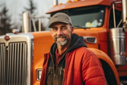 Trucker in front of truck (AI generated)
