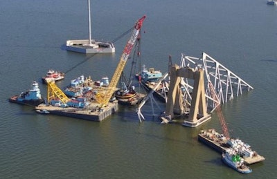 Operations to remove part of collapses Francis Scott Key Bridge