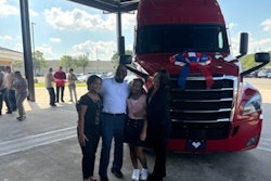 Ondrae Meyers with the truck he received