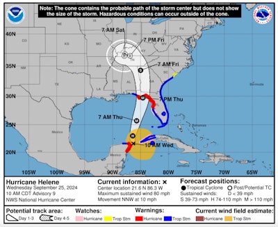 Map of Hurricane Helene