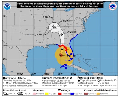 Hurricane Helene map