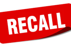 'Recall' in white on red background