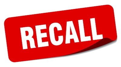 'Recall' in white on red background