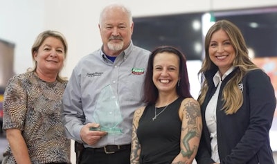 Pictured left to right: Debi Boffa, TA CEO; Charles Bernsen, Harriet Tubman Award Winner and General Manager at TA Columbia, SC; Nikki, human trafficking survivor; and TAT Executive Director Esther Goetsch.