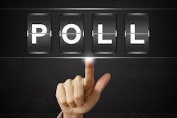 Finger pointing to 'Poll' on black background