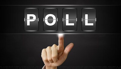 Finger pointing to 'Poll' on black background