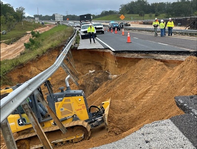 Damaged portion of southbound Florida’s Turnpike/SR 91 at milepost 280 in Lake County.