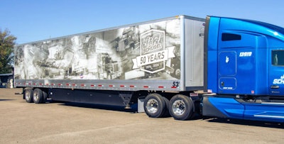 J&R Schugel trailer showcasing the company's history