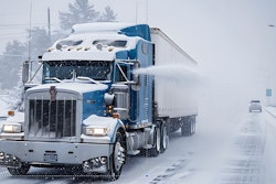 Tractor-trailer on winter highway