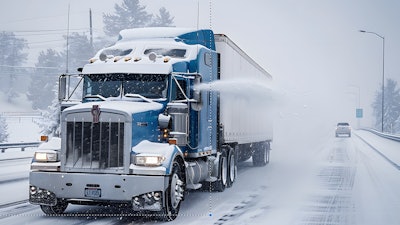 Tractor-trailer on winter highway