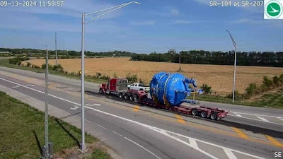Super load traveling through Ohio