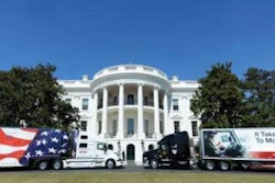 Tractor-trailers on White House South Lawn