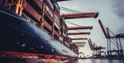 Container ship in port