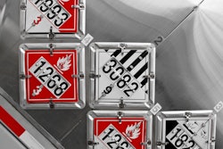 Haz Mat placards on tank truck
