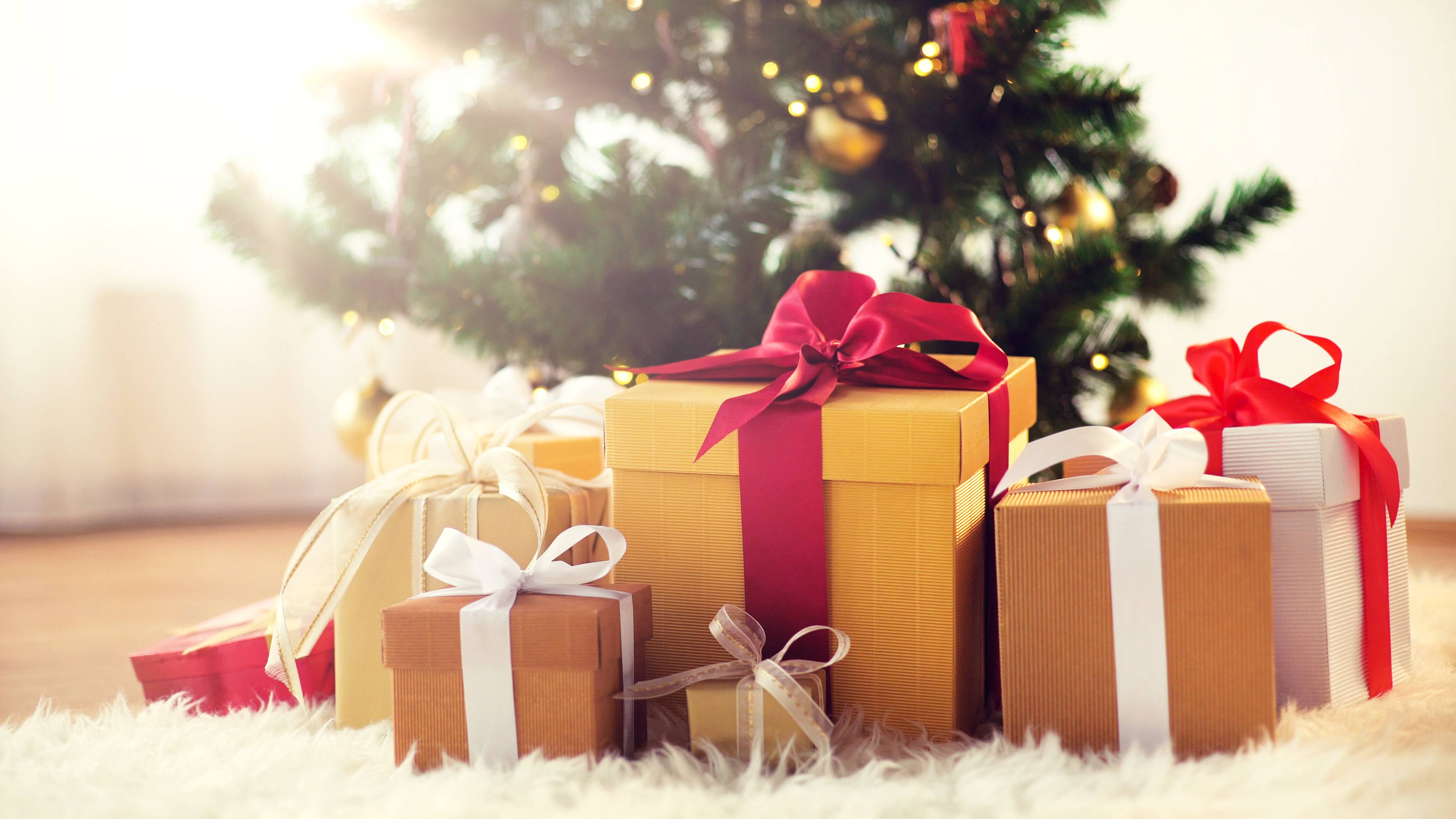 Christmas gifts under a Christmas tree