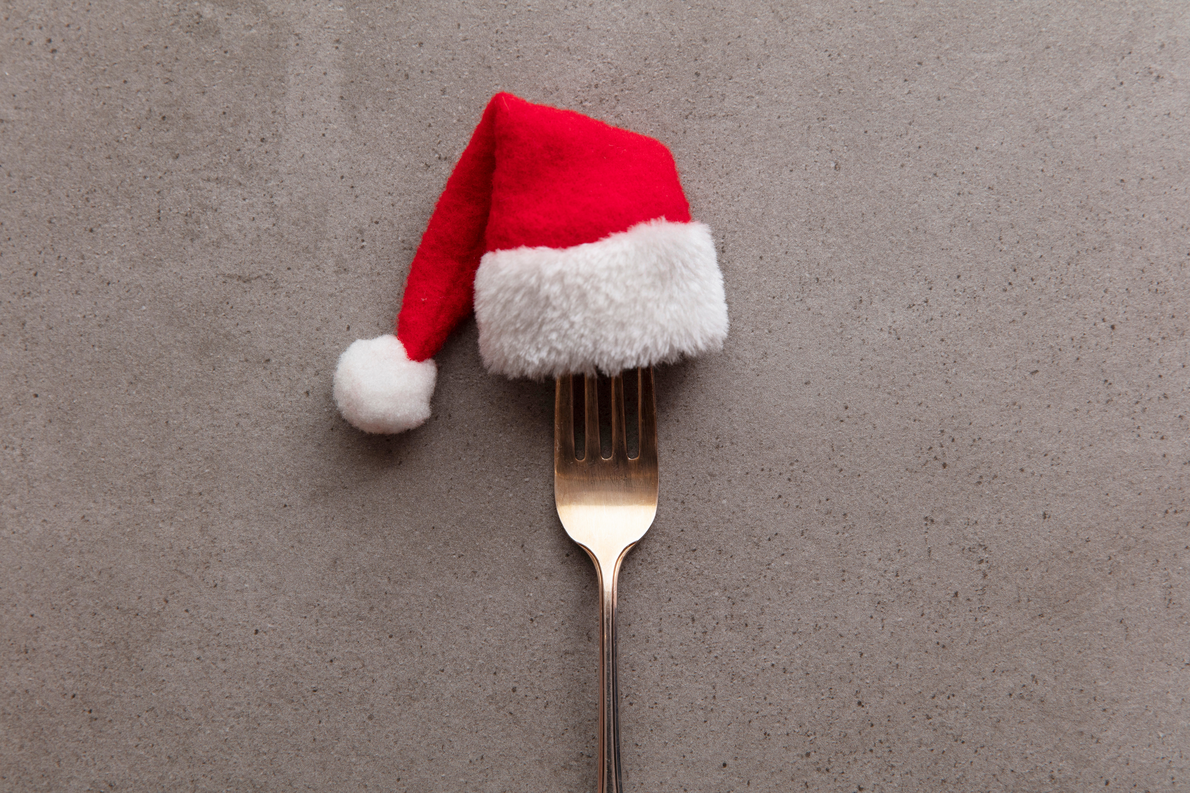 Fork with a Santa hat on it