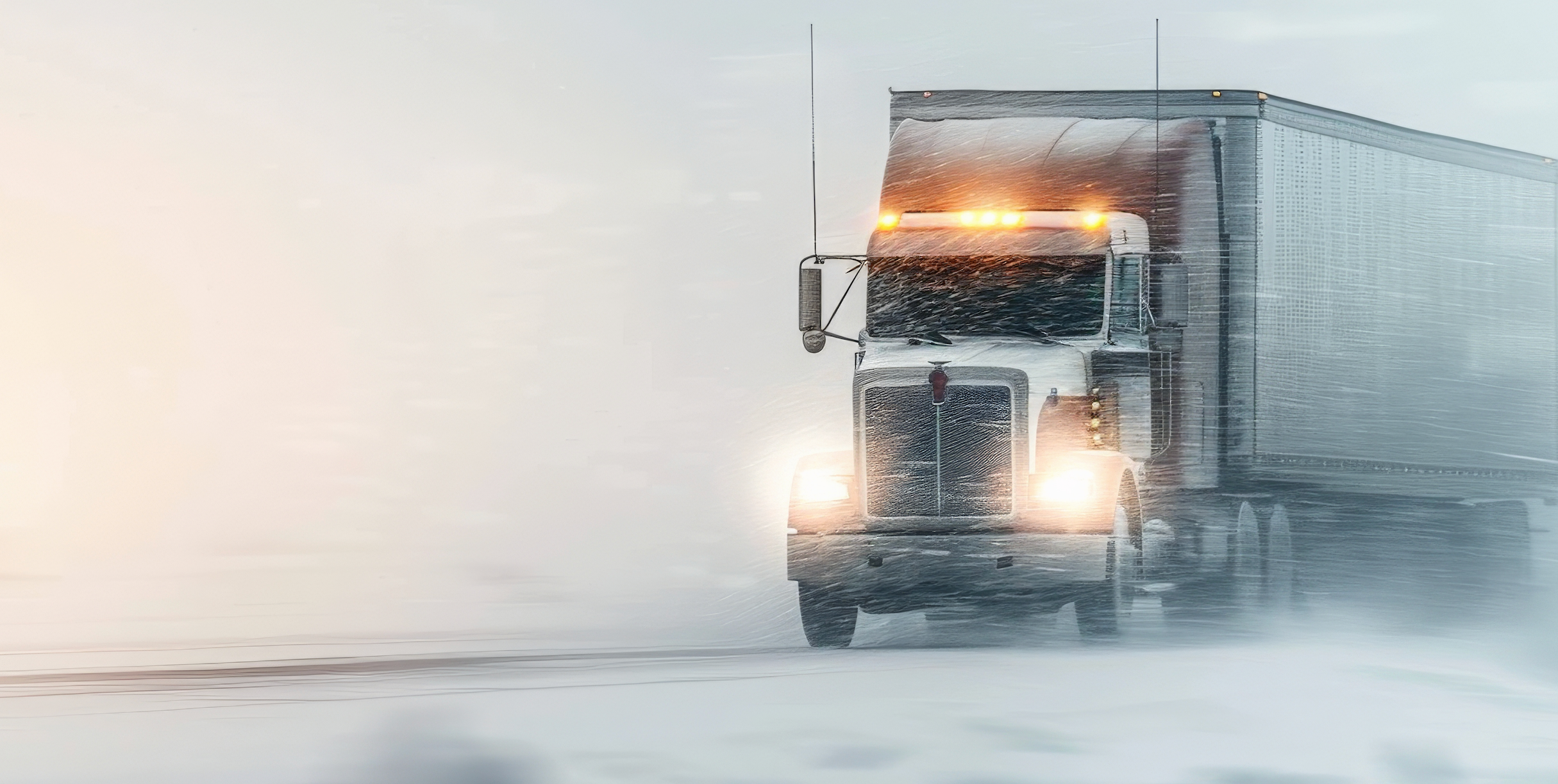 Tractor-trailer in snow