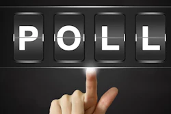 'POLL' in white on black background wiht finger pointing to it