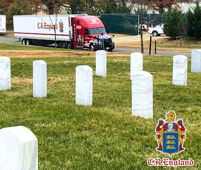 C.R. England truck at cemetery